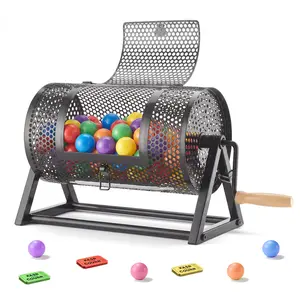 VEVOR Raffle Ticket Spinner, 11.6" x 6.6" Holds 2500 Tickets or 100 Ping Pong Balls, Raffle Drum Lottery Spinning Cage with Reinforced Handle, Stable Triangular Stand, for Events and Gatherings, Blac
