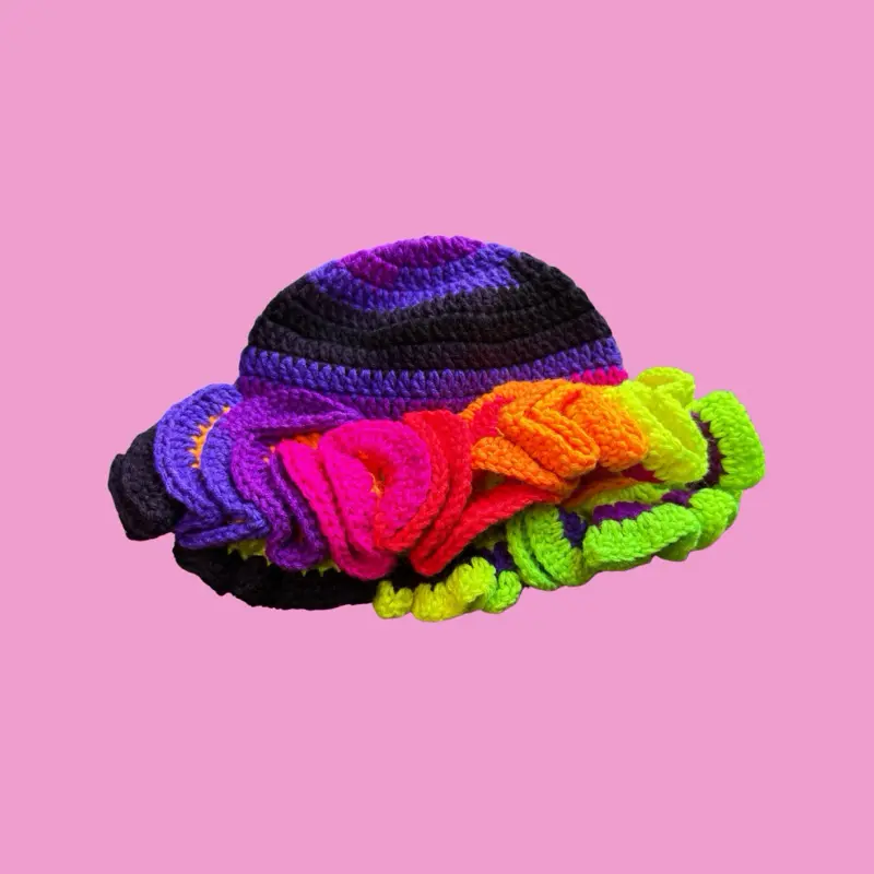 Flower Bomb Crochet Hat - Neon Nights