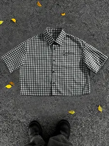 Men's Fashion Plaid Short Sleeve Shirt, Button Collar Design, Casual Daily Wear, Comfortable Fit for Various Occasions