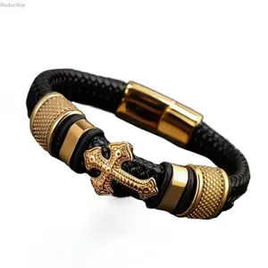 2026 New Men’s Fashion Cross Bracelet with Sturdy Metal Magnetic Clasp, Trendy Stackable Business Bangle, Stylish Minimalist Daily Wear Jewelry, Perfect Gift for Boyfriend, Husband & Friends, Versatile Decorative Accessory for Casual & Formal Outfits