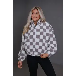 Alayna Checkered Jacket-Grey