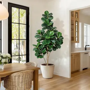 6FT Fake Fiddle Leaf Fig Tree 2PCS, White Planter & 108 Leaves, Realistic Artificial Greenery for Living Room Office Decoration