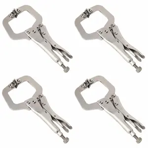 4pcs 6 inch/ 11 inch Locking C Clamps with Swivel Pads Heavy Duty C-Type Locking Plier Table and Tool Vise Grip for Shop Home Farm and Automotive DIY Woodworking Welding Cabinetry Pocket Hole Joinery removal tiktokshopspringglowup