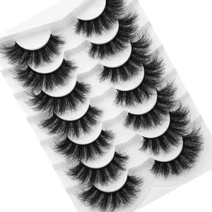 7 Pairs Fluffy False Eyelashes, Thick Volume Dramatic Cat Eye Lashes, Long Strip Wispy Lashes, Summer Makeup, Cosmetic, Black