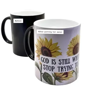 Heat Color Changing Mug - God Is Still Writing Your Story. Stop Trying To Steal The Pen Ceramic Mug 11oz - Perfect for Hot Drinks