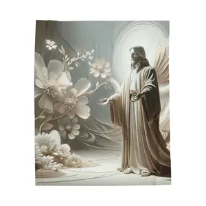 Serene Jesus Velveteen Plush Blanket | Cozy Home Decor, Thoughtful Gift for Faith, Spiritual Comfort, Meditation, Relaxation rectangle  blanket