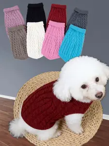 Cozy Dog Winter Knitted Sweater for Small & Medium Dogs Chihuahua Puppy Warm Pet Clothes in Assorted Colors Purple Black White Red Pink Blue