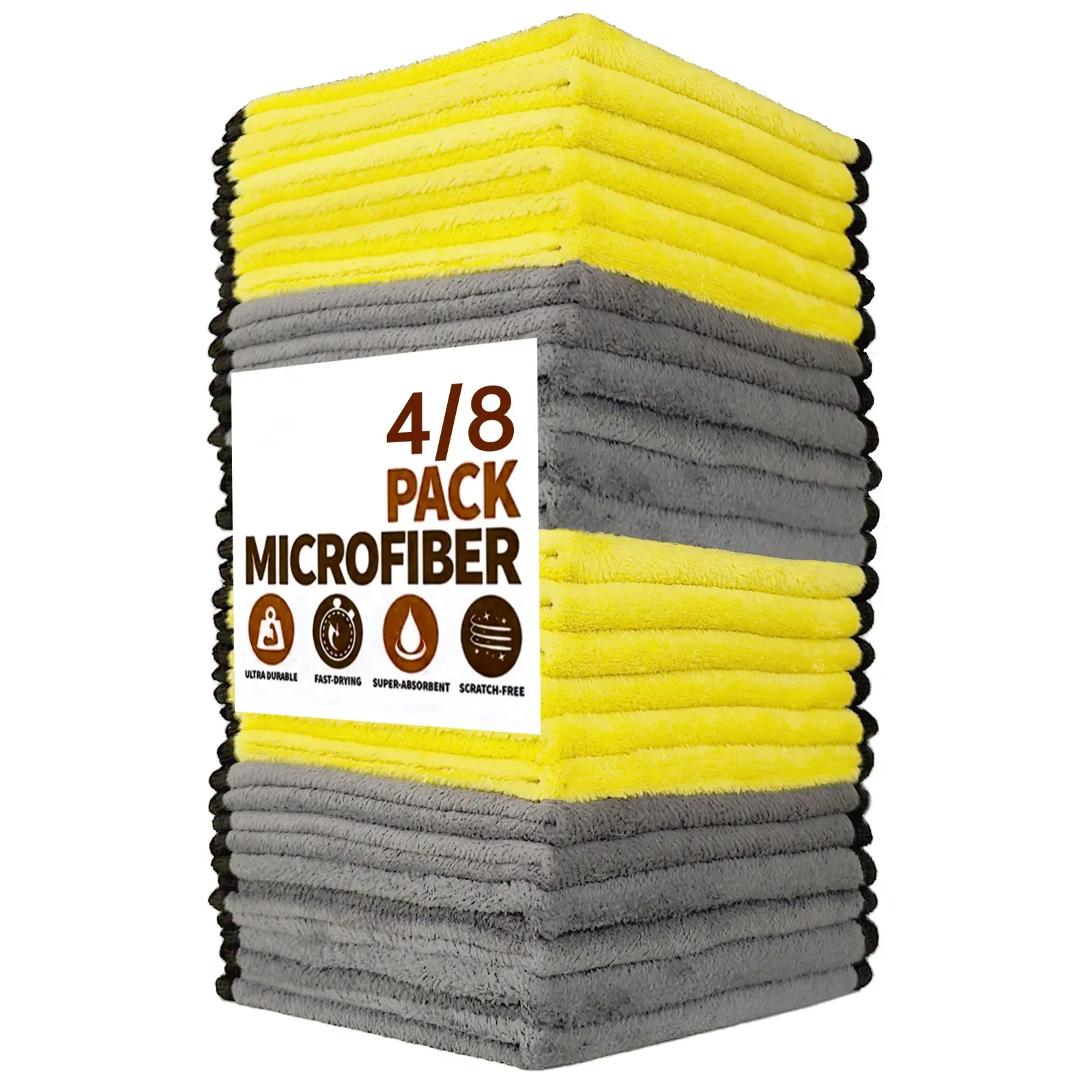 Microfiber Cleaning Cloths, 4/8 Counts Durable Clean Soft Reusable Double-Sided Super-Absorbent Cloths for Home, Kitchen, Office, Bathroom and Car, Household Items, Home Cleaning Products