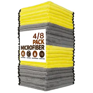 Microfiber Cleaning Cloths, 4/8 Counts Durable Clean Soft Reusable Double-Sided Super-Absorbent Cloths for Home, Kitchen, Office, Bathroom and Car, Household Items