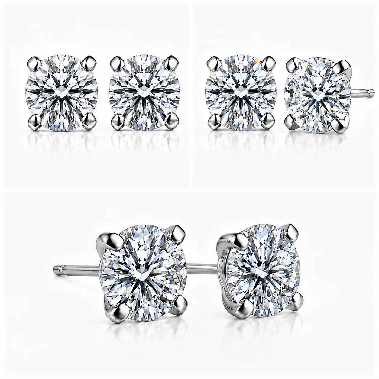 Unisex Diamond Earrings, Classic Round Cut IGI Certified 0.3-1ct D-VS Hypoallergenic Jewelry for Adults, Anniversary & Holidays Gift, Silver, Minimalist, Birthday, Stud Earrings, Daily Wear, Modern, Four Prongs