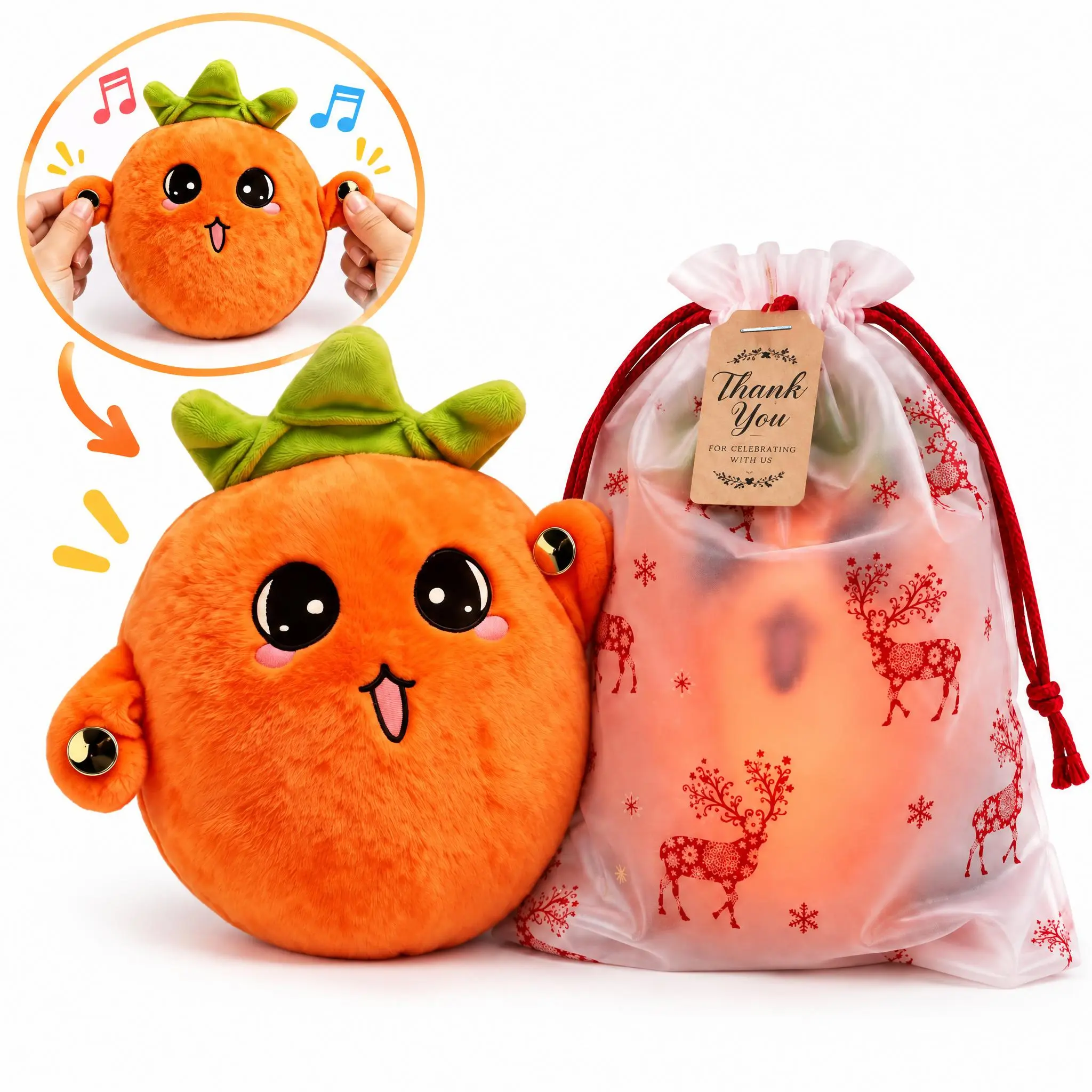 Interactive Touch-Sensory Music Plush Toy, Fruits Theme Unisex Plushies, Parent-Child & Couple Interaction,Funny Birthday Christmas Gift for Kid Gf