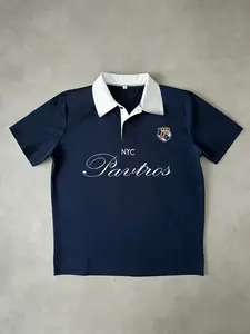Men's NYC Pavtros Graphic Polo Shirt | Oversized 1XL Plus Size | Premium Breathable Fabric | Contrast Collar & NYC Retro Vintage Emblem Print | Preppy Casual Streetwear | Ideal for NYC Style & Urban Fashion Enthusiasts | Menswear