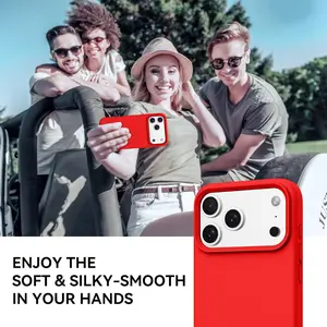 for iPhone 17 Pro Max 6.9'' Smooth Liquid Silicone Soft Gel Rubber Microfiber Lining Cushion Cover Shockproof Protective Phone Cases Compatible with iPhone 17 Pro Max - Red