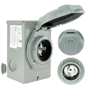 50 Amp Generator Power Inlet Box, SS2-50P, 125/250 Volt, For Generators Up to 12,500 Watts, Pre-drilling Knockouts, Weatherproof, ETL Listed