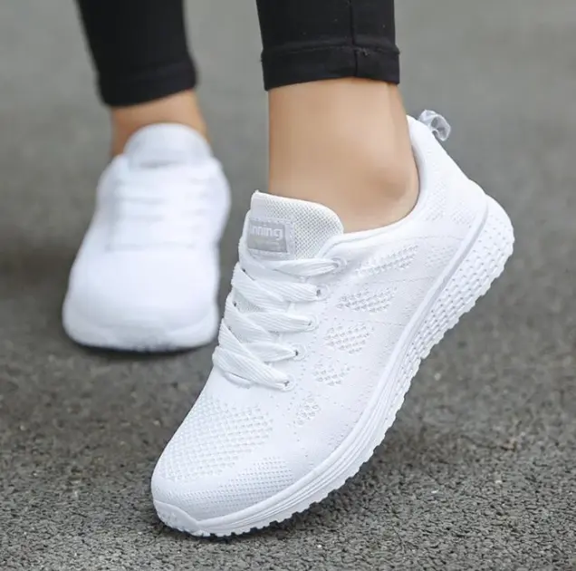 Women's Breathable Mesh Sports Sneakers with Lightweight EVA Sole and Low Wedge Heel