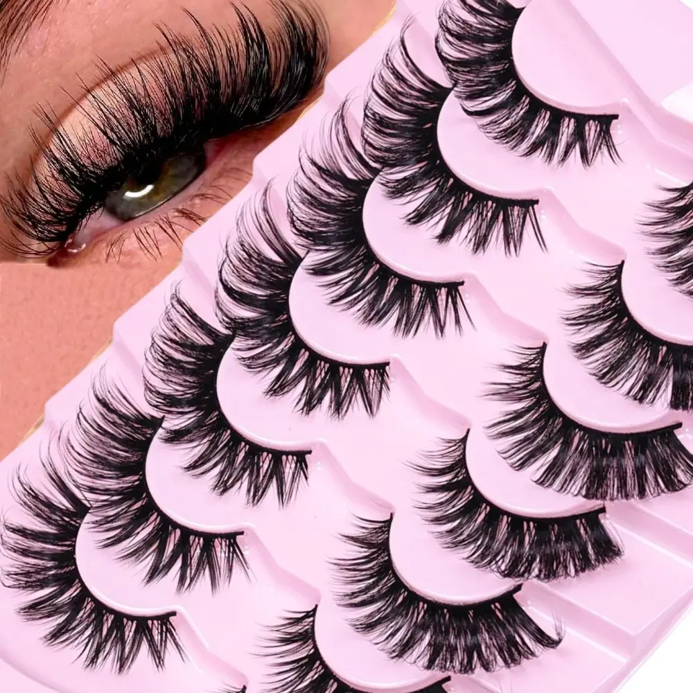 7 Pairs Cat Eye Lashes Fake Eyelashes Natural long Manga Lashes Winged End Eye Elongated Eyelashes Fake Lashes Feline Lash Look Natural Look Lashes Makeup