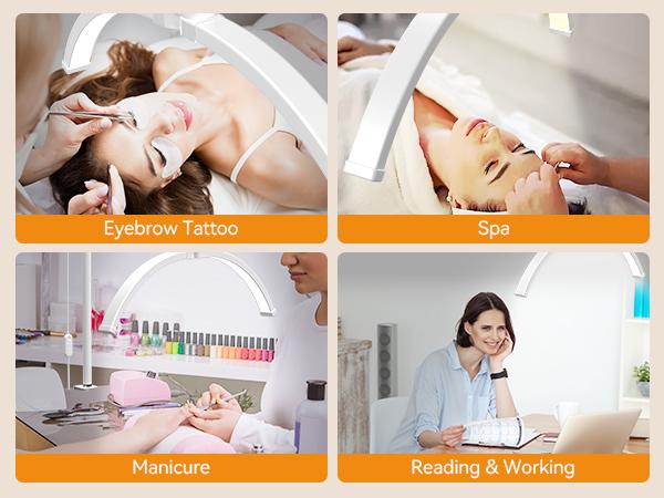 All-in-One Modern Floor Lamp: lamp Lash Light LED Half Moon Light for Eyelash Tech with Adjustable Color, Modern Lash lamp with Phone Holder, 360°Rotating