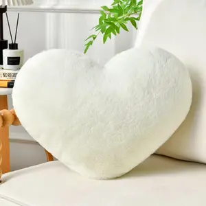 Heart Pillow White Throw Pillows Decorative Pillows for Bed Couch Cute Faux   Small Pillow for Women Valentine Anniversary Fall Halloween Christmas  Decor (Medium, 20"x15")