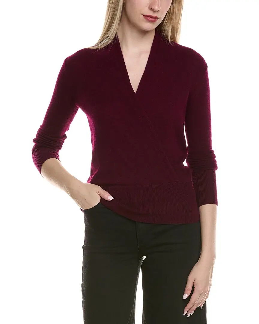 sofiacashmere Modern Faux Wrap Wool & Cashmere-Blend Sweater