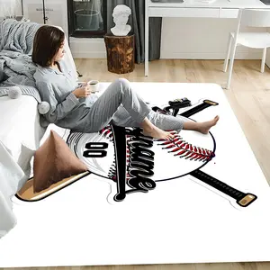 B - Baseball Stadium Floor Mat Soft Flannel Floor Rug Non-Slip Absorbent Doormat for Living Room, Bedroom, Kitchen, Entrance, Bathroom, Home Decor, Anti-Skid Washable Mat, Multiple Sizes, Indoor Outdoor Use, Durable Home Floor Carpet