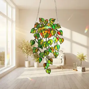 Pothos Plant Hologram Ornament, Holographic Acrylic Hanging Plant Decor, Greenhouse Window Art, Sun Catcher Gift for Plant Lovers, Botanical