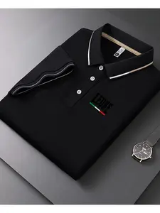 Men's Casual Summer Print T-Shirt, Fashion Short Sleeve Top, Geometric Design, Lightweight Breathable Polo Shirt