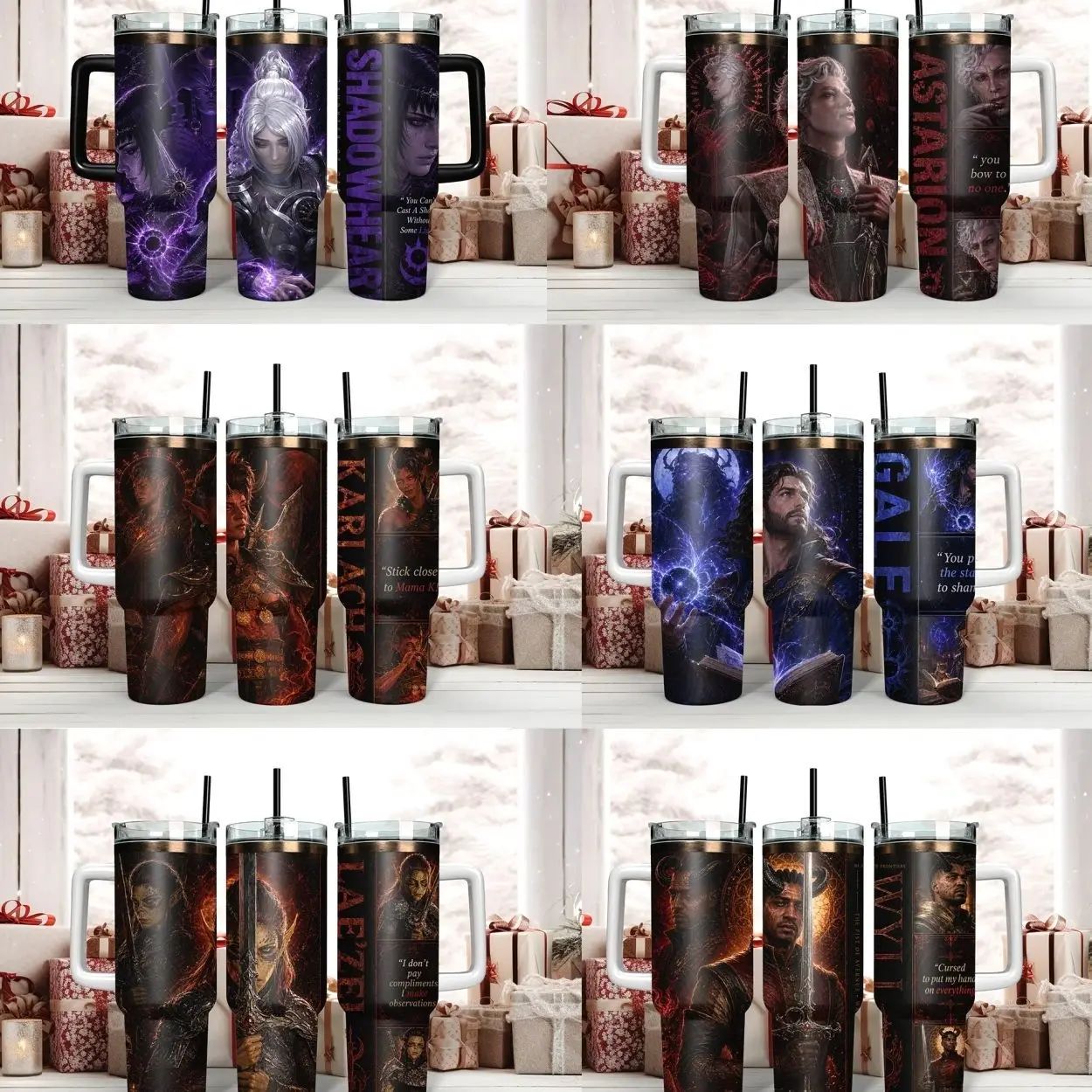 Baldur's Gate 3 Origin Companion Tumbler Collection - Choose Astarion, Shadowheart, Karlach, Gale, Lae'zel, or Wyll - 40oz Insulated Stainless Steel Travel Mug with Handle & Straw Featuring Epic Character Art & Iconic Quotes