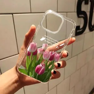 Transparent Pink Tulip Philippians 4:6 Aesthetic TPU Smartphone Case - Protective Tech Accessory for iPhone 11/12/13/14/15/16/17 Pro Max Plus X/XS/XS Max, Ladies' Christian Gift Phone Accessories, Tech Accessories