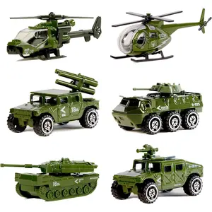 L-MTS021  Die-cast Military Vehicles,6 Pack Assorted Alloy Metal Army Vehicle Models Car Toys,Mini Army Toy Tank,Jeep,Panzer,Anti-Air Vehicle,Helicopter Playset for Kids Toddlers Boys