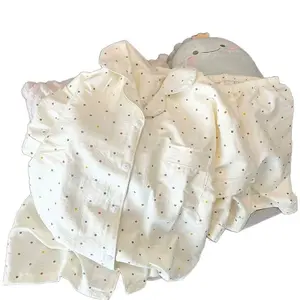 2026 New Women’s Summer Cloud Cotton Cardigan Pajama Set, Sweet Casual Short Sleeve Top & Shorts Loungewear, Lightweight Soft Breathable Thin Sleepwear, Comfortable Two-Piece Outfit for Home Daily Lounge Wear