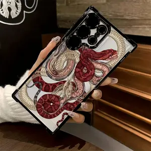 Stylish And Cool Big Python Phone Case Compatible with Samsung Galaxy S25 S24 S23 S22 S21 FE Ultra Plus 4G 5G, Transparent Soft Back Cover for Drop