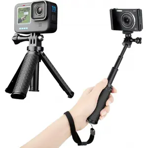 Mini Selfie Stick Tripod for GoPro Hero 13 12 11 10 9 8, Portable Handle Grip Action Camera Selfie Stick for DJI Osmo Action 5 Pro/4/3/AKASO Brave EK7000, Extension Pole Tripod for GoPro Max
