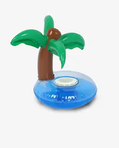 Aqua Jams Palm Tree Bluetooth Inflatable Floating Speaker & Cup Holder Audio Waterproof 3W Output Super Bass 3 Hours Play Time