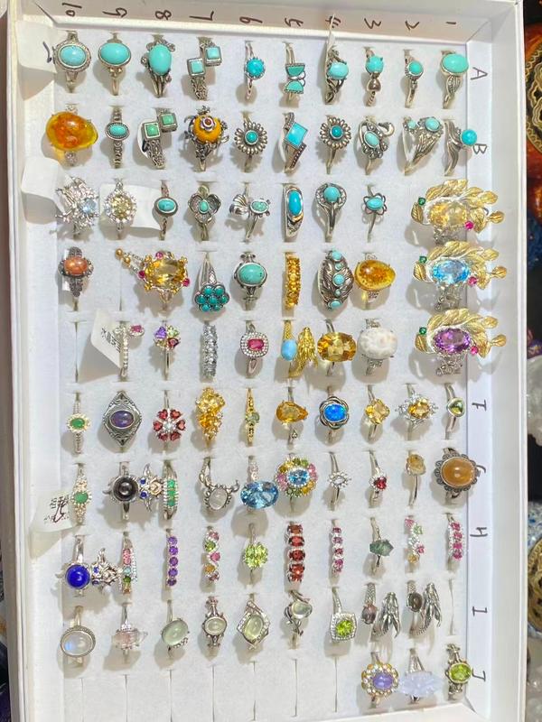 S925 Rings with natural gems