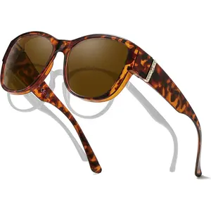 Polarized Fit Over Glasses Sunglasses for Women UV Protection, Trendy Oversized Shades Wear Over Eyeglasses