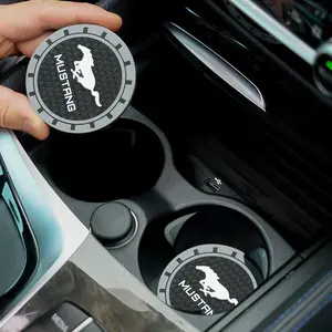2pcs Car Water Cup Bottle Holder Anti-Slip Pad Waterproof Mat for Ford Mustang Gt Shelby with Logo, Durable Car Accessories for Secure Drink Placement, Car Interior Accessories