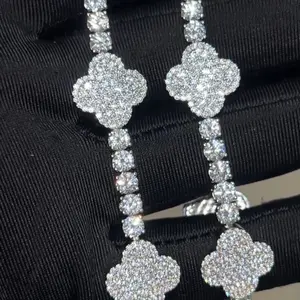 Clover Leaf Bracelet VVS Moissanite 925 Sterling Silver Passes Diamond Tester