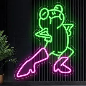 Frog Design Neon Sign, USB Powered LED Wall Mounted Neon Light, Neon Accent Lights, Decorative Light for Flower Shop, Plant Shop, Insect Shop, Bar, Environmental Association