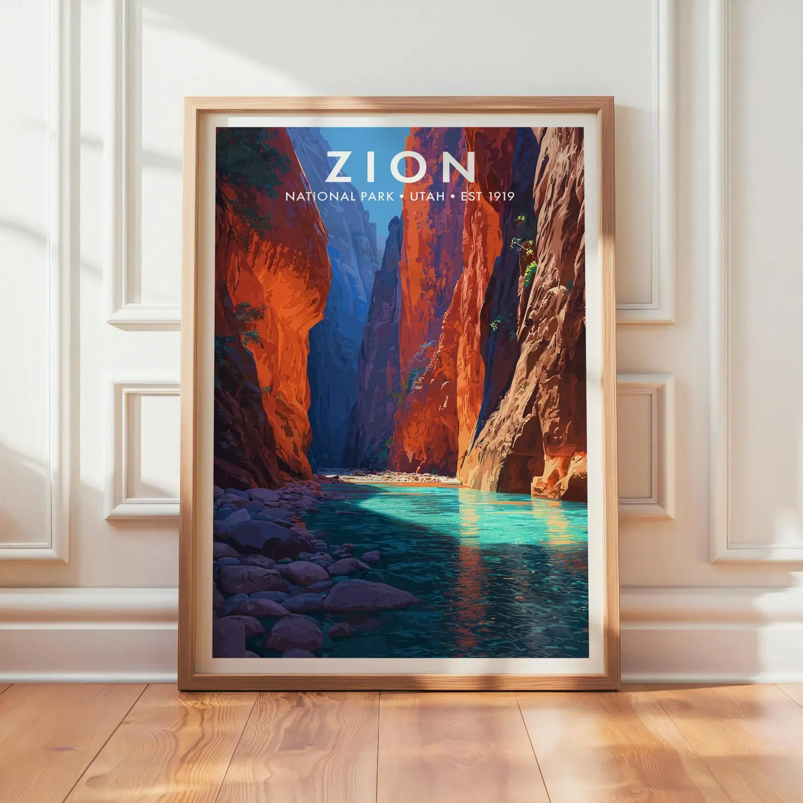 Zion National Park Vintage Glossy Poster, Unframed Nature Landscape Wall Art