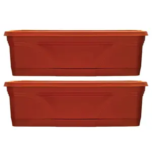 Southern Patio 36 Inch Medallion Hanging Garden Box Planter, Terracotta (2 Pack)