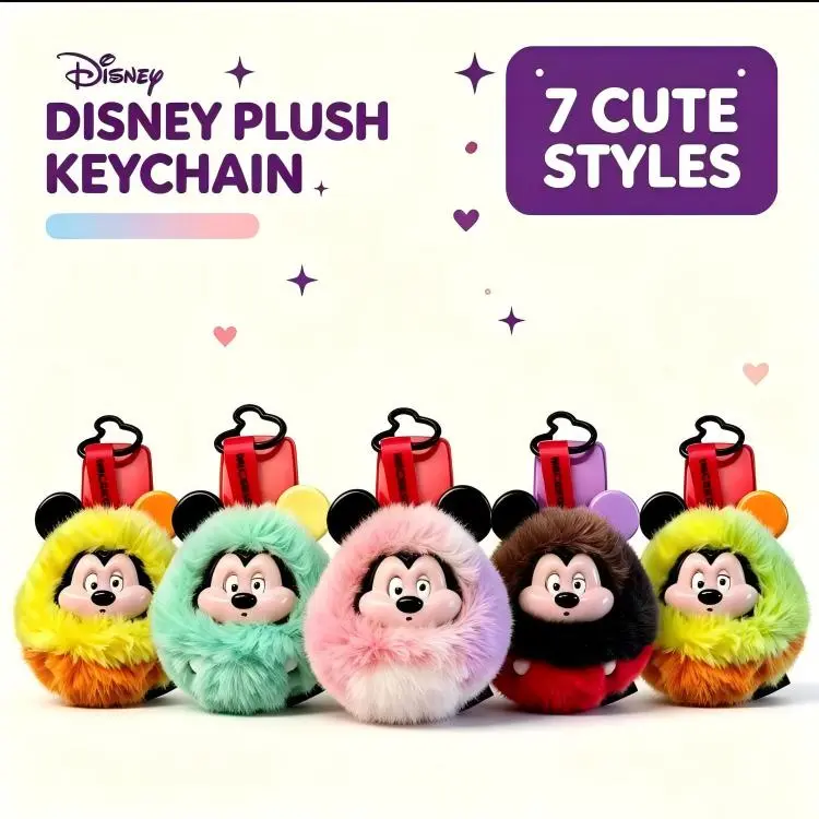 Miniso Disney Exploding Mickey Vinyl Plush Blind Box Keychain - Exquisite, Cute Stuffed Toy Accessory for Gifting