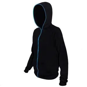 212 MAIN Light-Up Electro Luminescent Zip-Up Hoodie - Unisex Medium, Blue, Longsleeves, Button-Accented Farm Animal & Poultry Activewear Toy Sweatshirt (Pet Supplies)