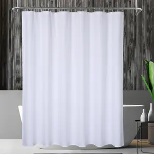 Modern Hotel-Quality White Fabric Shower Curtain – Waterproof, Washable, Easy Install, Water Resistant – Bathroom Accessory – 72x72 Inches