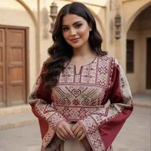 Royal Burgundy Tatreez Thobe Set (Thobe + Belt)