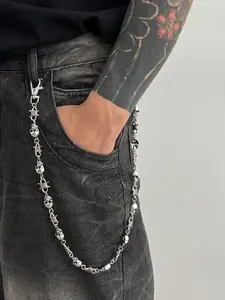 Men's Punk Skull Waist Chain, Metal Body Chain for Pants Decoration, Fashion Jewelry for Music Festivals & Halloween Party Wear, Vintage Body Jewelry