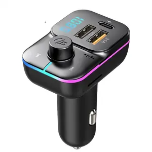 LED Light C24 Car Bluetooth MP3 Player Dual USB Type-C Charger Bluetooth Handsfree FM Transmitter