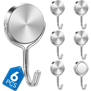 Magnetic Hooks for Cruise Cabins, 60Lbs Swivel Magnetic Hooks Heavy Duty, Cruise Ship Essentials, Locker Accessories, Magnet Hook for Classroom, Refrigerator, Hanging, Grill -6 Pack