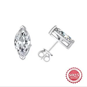 New Release 2 Carat Marquise Cut Synthetic Moissanite Stud Earrings VVS1 S925 Sterling Silver Men Woman Engagement Jewelry  Fashion Trend