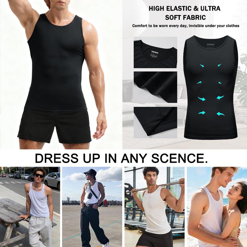 Magcomsen 1/2 Pack Men's Compression Tank Top Sleeveless Sports Shirt Gym Body Shaper Slimming Undershirt