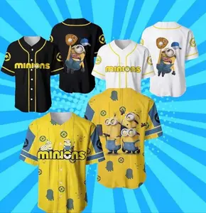 Minions Baseball Jersey Shirt – Funny Cartoon Yellow Black Hawaiian Style, Cute Summer Outfit for Men & Women #minions #baseballjersey #cartoonshirt #summeroutfit #streetwear #giftidea